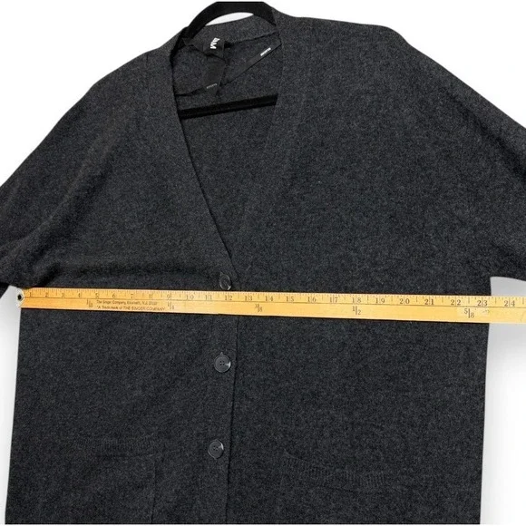 Naadam Cardigan Sweater Womens M Gray 100% Cashmere V Neck Academia Minimalist - Picture 6 of 9
